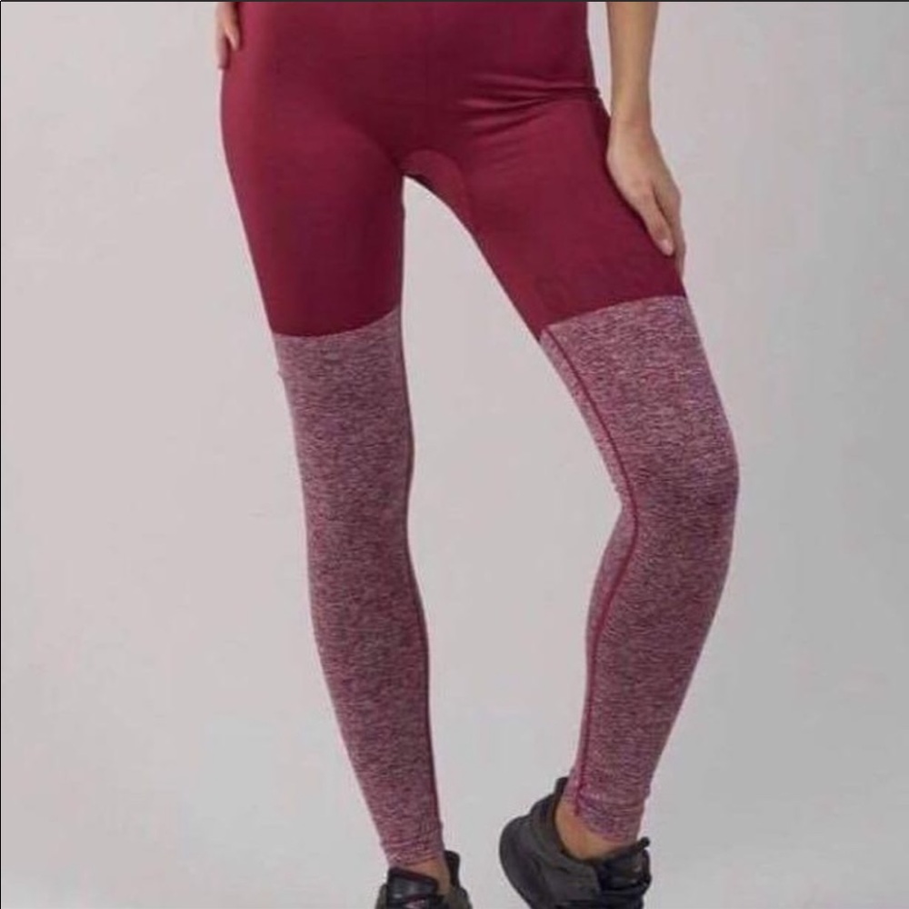 Maroon Two Tone Gymshark leggings.